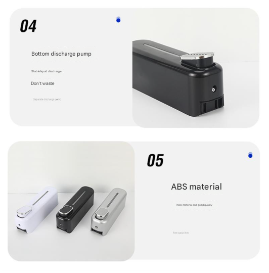 2 Pcs Black Modern Wall Mounted Press Soap Dispenser 300Ml Reusable Pump For Bathroom & Kitchen Soap Dispensers