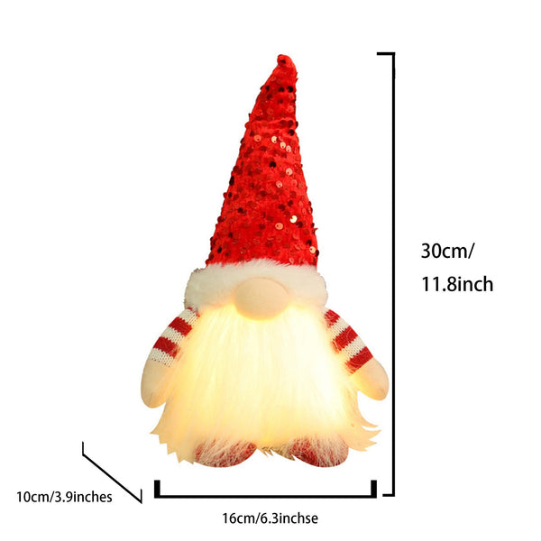 2 Pcs Red Charming Light Up Christmas Gnome Festive Nordic Plush Holiday Decoration Seasonal Decorations