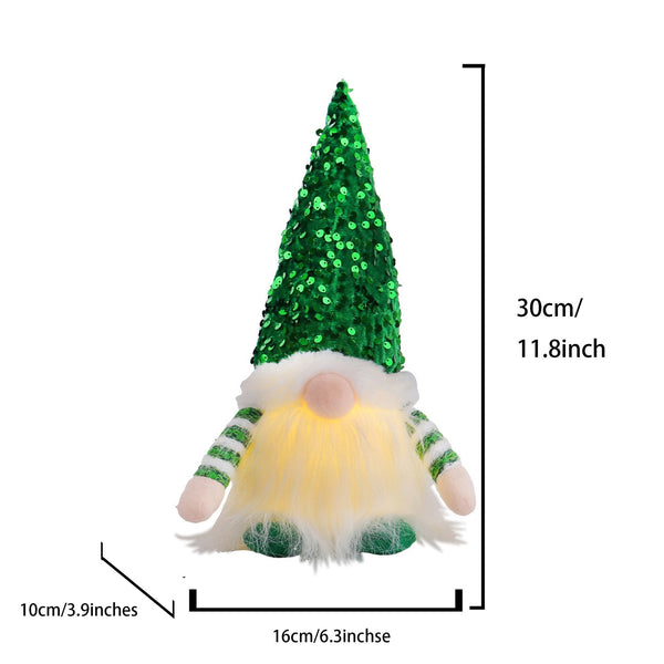2 Pcs Green Charming Light Up Christmas Gnome Festive Nordic Plush Holiday Decoration Seasonal Decorations