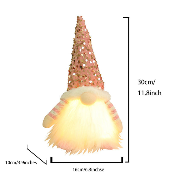 2 Pcs Pink Charming Light Up Christmas Gnome Festive Nordic Plush Holiday Decoration Seasonal Decorations