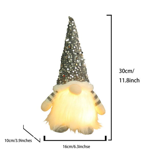 2 Pcs Grey Charming Light Up Christmas Gnome Festive Nordic Plush Holiday Decoration Seasonal Decorations