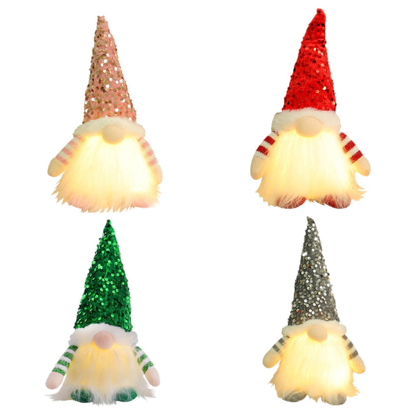 2 Pcs Grey Charming Light Up Christmas Gnome Festive Nordic Plush Holiday Decoration Seasonal Decorations
