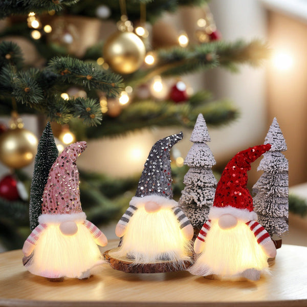 2 Pcs Grey Charming Light Up Christmas Gnome Festive Nordic Plush Holiday Decoration Seasonal Decorations