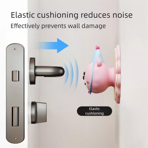 4 Pcs Pink Adorable Bear Wall Protector Multi Use Self Adhesive Door Stopper Bumper Door Stops