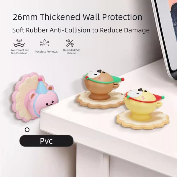 4 Pcs Pink Adorable Bear Wall Protector Multi Use Self Adhesive Door Stopper Bumper Door Stops