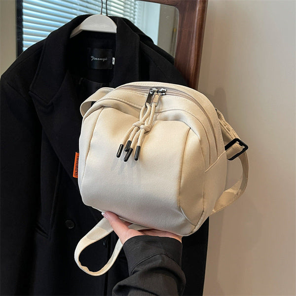 White Lightweight Canvas Crossbody Bag Minimalist Casual Shoulder Satchel With Adjustable Strap Women's Bags & Handbags