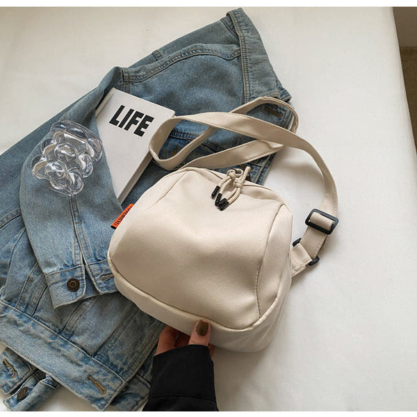 White Lightweight Canvas Crossbody Bag Minimalist Casual Shoulder Satchel With Adjustable Strap Women's Bags & Handbags