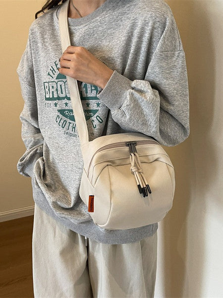 White Lightweight Canvas Crossbody Bag Minimalist Casual Shoulder Satchel With Adjustable Strap Women's Bags & Handbags