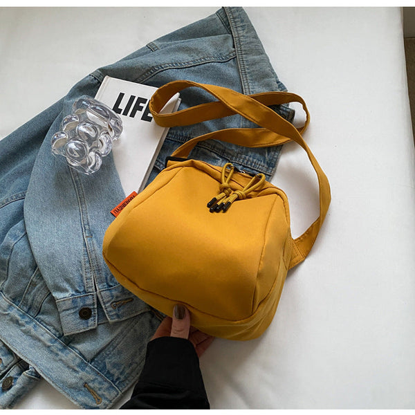 Yellow Lightweight Canvas Crossbody Bag Minimalist Casual Shoulder Satchel With Adjustable Strap Women's Bags & Handbags