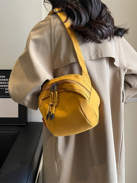 Yellow Lightweight Canvas Crossbody Bag Minimalist Casual Shoulder Satchel With Adjustable Strap Women's Bags & Handbags