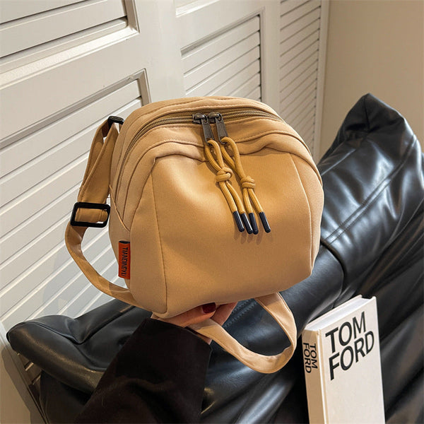 Khaki Lightweight Canvas Crossbody Bag Minimalist Casual Shoulder Satchel With Adjustable Strap Women's Bags & Handbags