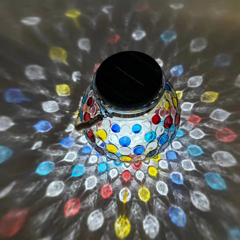 Colorful White Light Mosaic Solar Lantern Decorative Stained Glass Jar For Garden Patio And Tabletop Seasonal Decorations