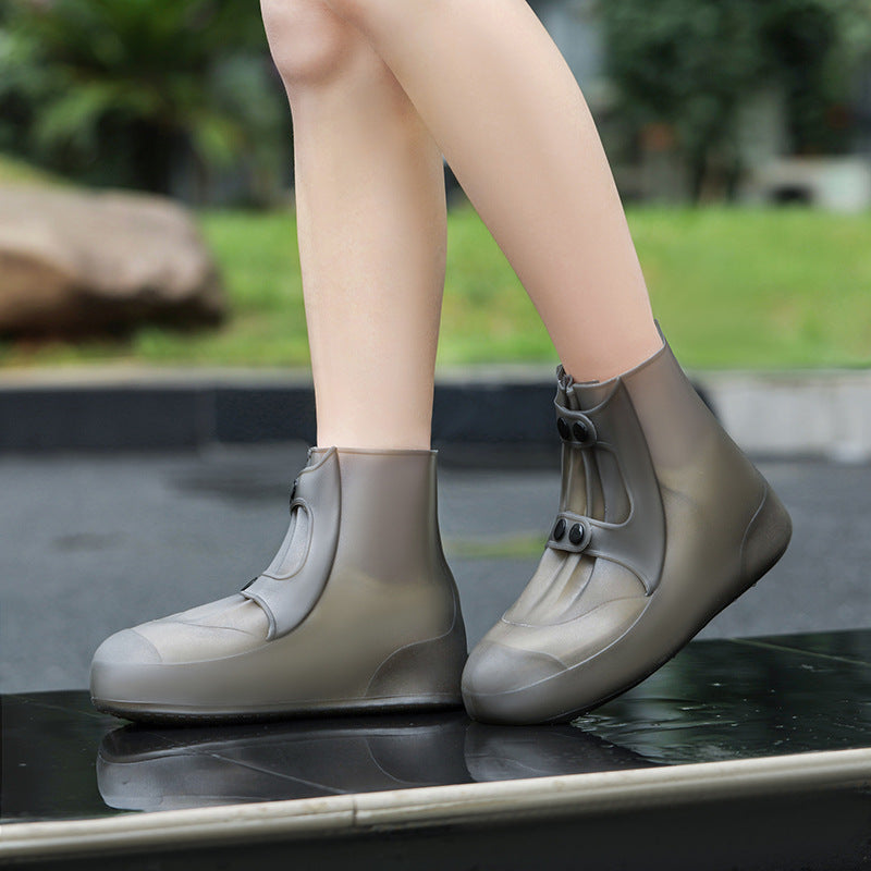 2 Pcs Size L Dark Grey Reusable Waterproof Heavy Duty Non Slip Rain Boot Protectors Shoe Covers