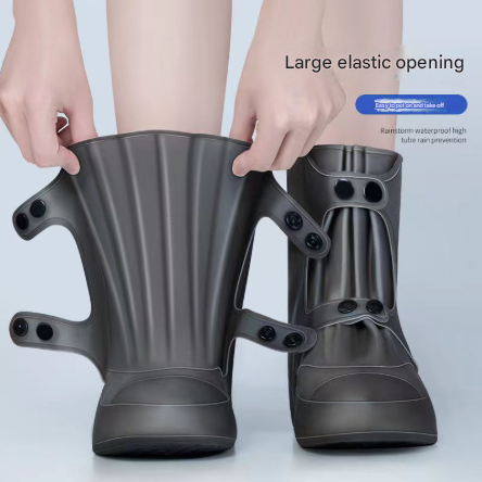 2 Pcs Size Xl Dark Grey Reusable Waterproof Heavy Duty Non Slip Rain Boot Protectors Shoe Covers