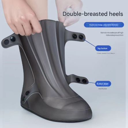 2 Pcs Size 3Xl Dark Grey Reusable Waterproof Heavy Duty Non Slip Rain Boot Protectors Shoe Covers
