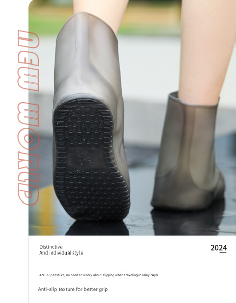 2 Pcs Size 3Xl Dark Grey Reusable Waterproof Heavy Duty Non Slip Rain Boot Protectors Shoe Covers