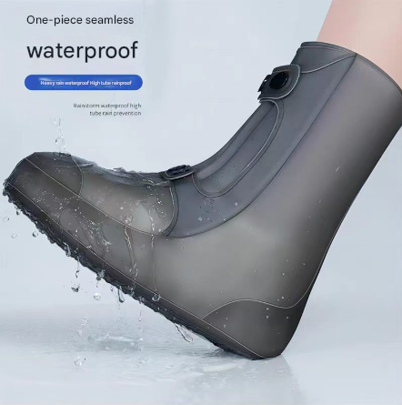2 Pcs Size L White Reusable Waterproof Heavy Duty Non Slip Rain Boot Protectors Shoe Covers