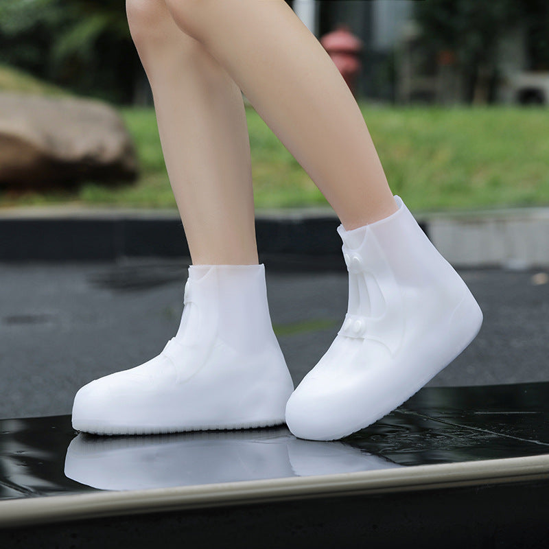 2 Pcs Size Xl White Reusable Waterproof Heavy Duty Non Slip Rain Boot Protectors Shoe Covers