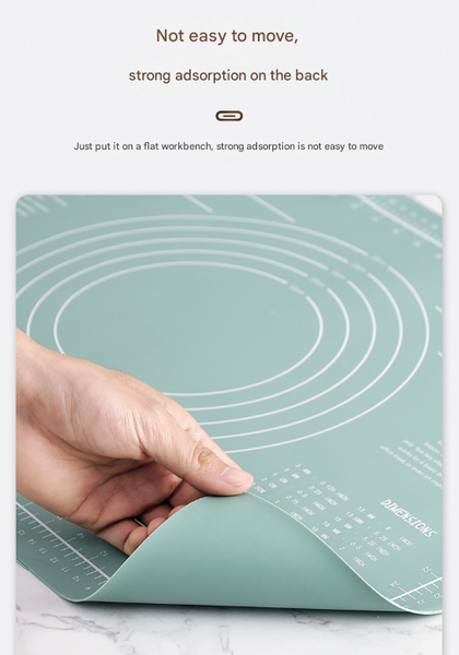 Dark Blue 3 Piece Silicone Baking Set Non Stick Pastry Mat With Measurements Rolling Pin & Dough Scraper Door Stops