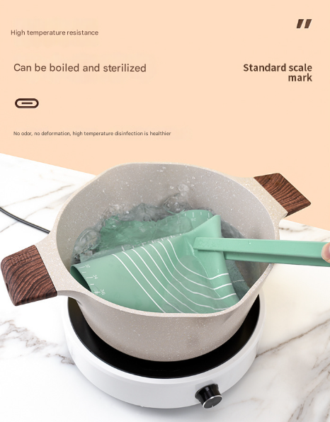 Green 3 Piece Silicone Baking Set Non Stick Pastry Mat With Measurements Rolling Pin & Dough Scraper Other Baking Accessories