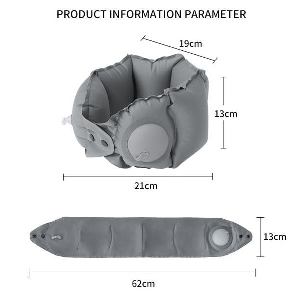 Dark Grey Press Pump Inflatable Travel Pillow Ultra Lightweight Ergonomic 360 Neck Support Pillows