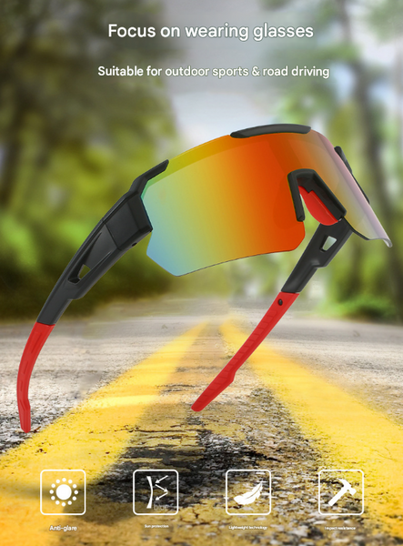 Black Temples And Orange Lenses Unisex Sport Cycling Lightweight Wraparound Eyewear For Running & Outdoor Activities Sunglasses