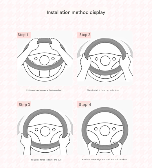 Blue Stitching White Plush Cat Ear Steering Wheel Cover Cute & Fuzzy Winter Grip Universal 38Cm Fit Steering Wheel Covers