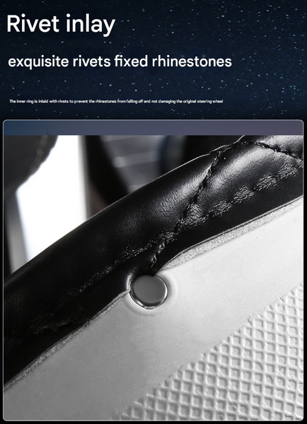 Purple Luxury Bling Steering Wheel Cover Black Quilted Leather With Crystal Rhinestones Universal 38Cm Fit Steering Wheel Covers