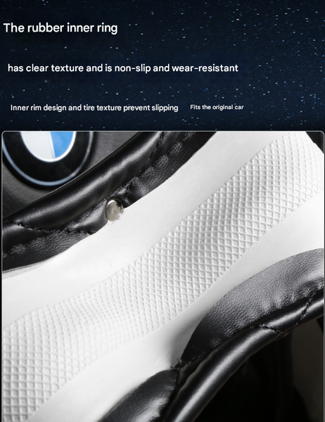 Black And White Luxury Bling Steering Wheel Cover Quilted Leather With Crystal Rhinestones Universal 38Cm Fit Steering Wheel Covers
