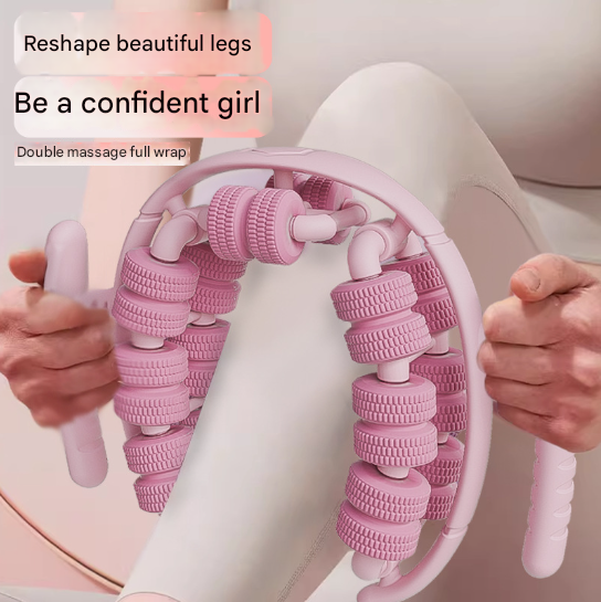 Pink 360 Wrap Around Muscle Roller 28 Wheel Massager For Legs Arms & Calves Massagers
