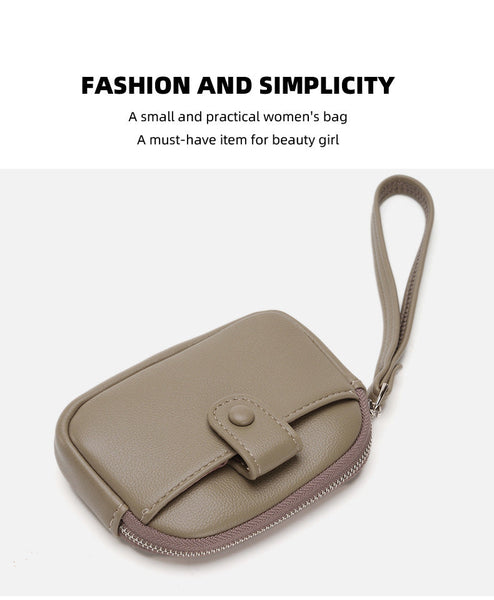 Taupe Womens Compact Pu Leather Coin Purse Stylish Mini Wallet Wristlet With Card Holder And Key Ring Wallets