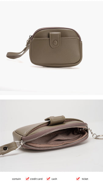 Black Womens Compact Pu Leather Coin Purse Stylish Mini Wallet Wristlet With Card Holder And Key Ring Wallets