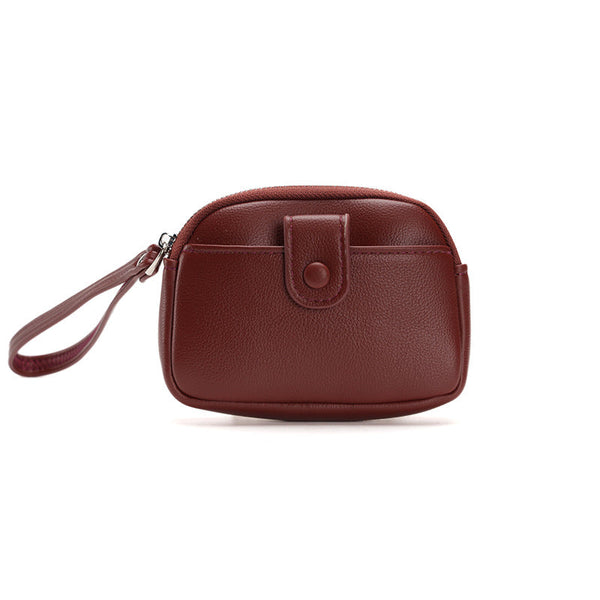 Red Womens Compact Pu Leather Coin Purse Stylish Mini Wallet Wristlet With Card Holder And Key Ring Wallets