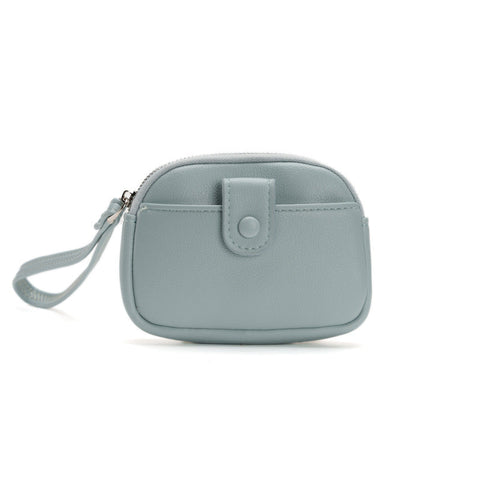 Blue Womens Compact Pu Leather Coin Purse Stylish Mini Wallet Wristlet With Card Holder And Key Ring Wallets