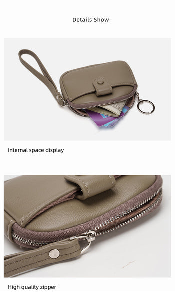 Khaki Womens Compact Pu Leather Coin Purse Stylish Mini Wallet Wristlet With Card Holder And Key Ring Wallets