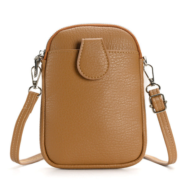 Brown Chic Crossbody Phone Bag Womens Pu Leather Mini Shoulder Purse With Adjustable Strap Other Mobile Accessories