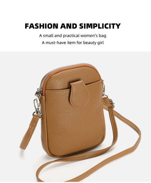 Brown Chic Crossbody Phone Bag Womens Pu Leather Mini Shoulder Purse With Adjustable Strap Other Mobile Accessories
