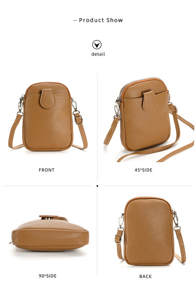 Brown Chic Crossbody Phone Bag Womens Pu Leather Mini Shoulder Purse With Adjustable Strap Other Mobile Accessories