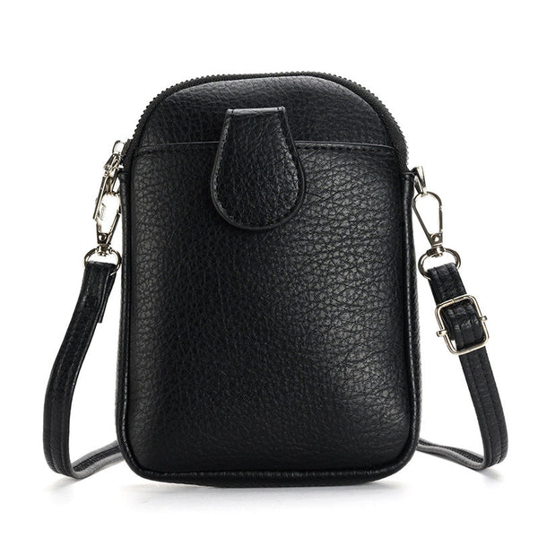 Black Chic Crossbody Phone Bag Womens Pu Leather Mini Shoulder Purse With Adjustable Strap Other Mobile Accessories