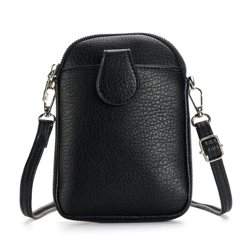 Black Chic Crossbody Phone Bag Womens Pu Leather Mini Shoulder Purse With Adjustable Strap Other Mobile Accessories