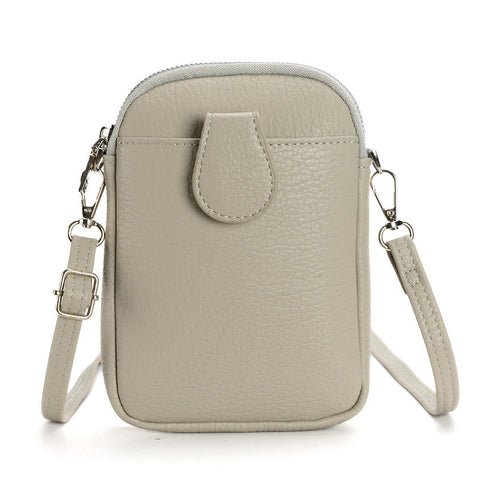 Grey Chic Crossbody Phone Bag Womens Pu Leather Mini Shoulder Purse With Adjustable Strap Other Mobile Accessories