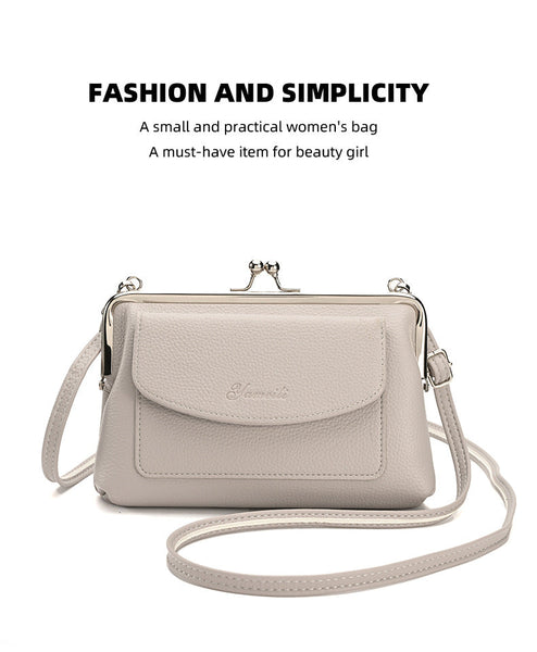 Taupe Women's Vintage Kiss Lock Crossbody Bag Pu Leather Clutch Purse With Detachable Strap Women's Bags & Handbags