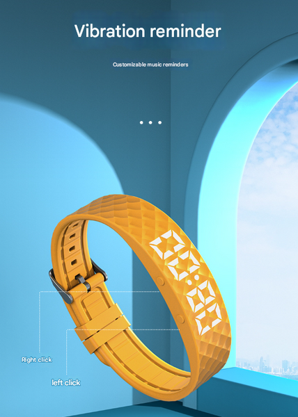 Yellow Smart Vibrating Alarm Watch Digital Fitness Tracker Wristband With Pedometer & Sleep Monitor Smart Watches