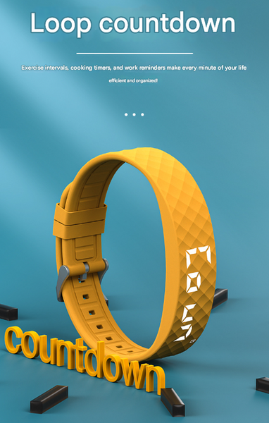 Yellow Smart Vibrating Alarm Watch Digital Fitness Tracker Wristband With Pedometer & Sleep Monitor Smart Watches