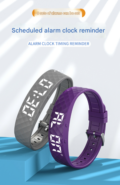 Grey Smart Vibrating Alarm Watch Digital Fitness Tracker Wristband With Pedometer & Sleep Monitor Smart Watches