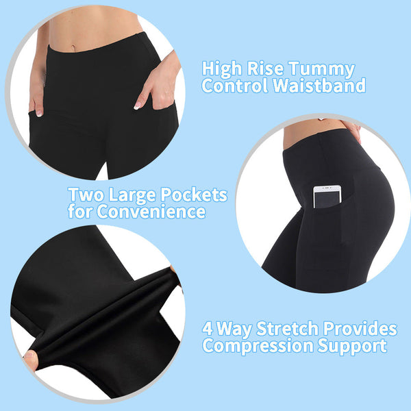 Size L Black Women's Mid Waist Plush Leggings With Pockets Autumn And Winter Women Leggings