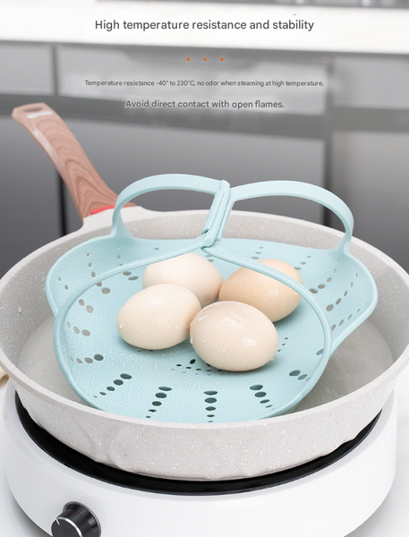 Small Pink Flexible Silicone Steamer Basket With Heat Resistant Handles Food Grade Vegetable Insert For Pots & Pans Steamers