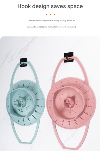 Small Pink Flexible Silicone Steamer Basket With Heat Resistant Handles Food Grade Vegetable Insert For Pots & Pans Steamers
