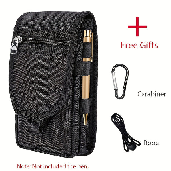 Black Heavy Duty Tactical Phone Pouch Multi Pocket Belt Holster & Utility Waist Bag For Outdoor Work And Edc Bags