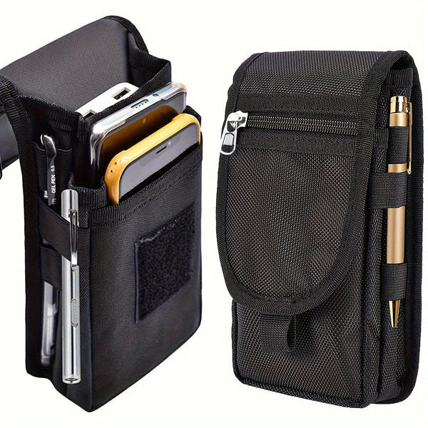 Black Heavy Duty Tactical Phone Pouch Multi Pocket Belt Holster & Utility Waist Bag For Outdoor Work And Edc Bags